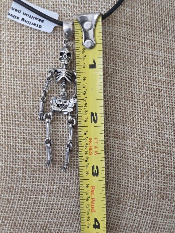 Sterling Silver Skeleton Dangle Pendant: Edgy Got… - image 5