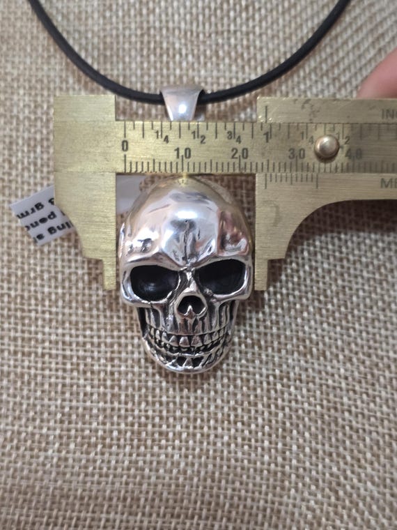Sterling Silver Skull Pendant: Bold Halloween Jew… - image 3