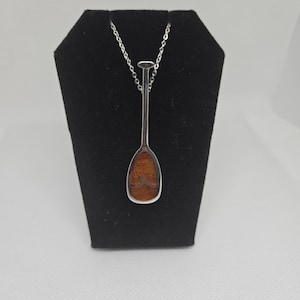 Sterling 925  silver koa wood paddle pendant with chain / gift for him or her/ medium size