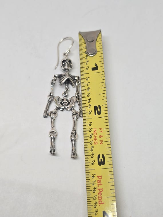 Sterling Silver Skeleton Dangle Earrings: Movable… - image 5