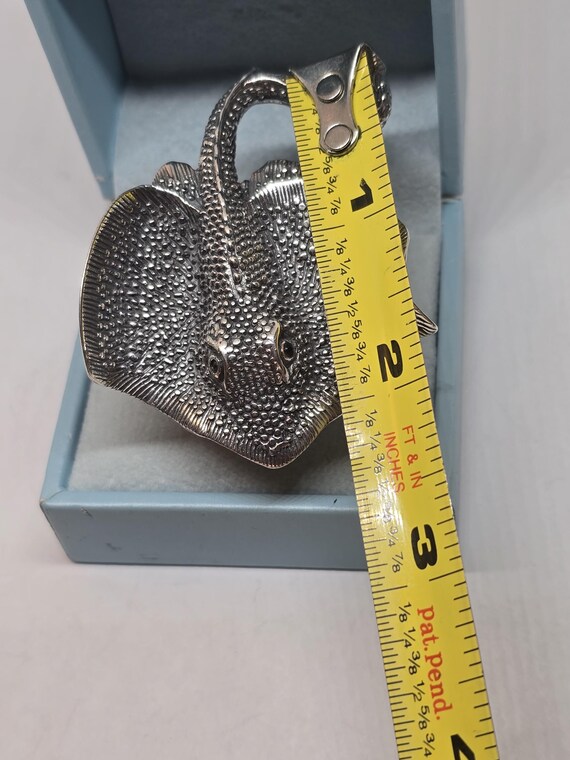 Solid Sterling Silver Stingray Ring: Adjustable O… - image 3