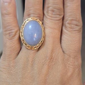 Ming&#39;s Hawaii Vintage 14k Gold Lavender Jade Ring - Size 9