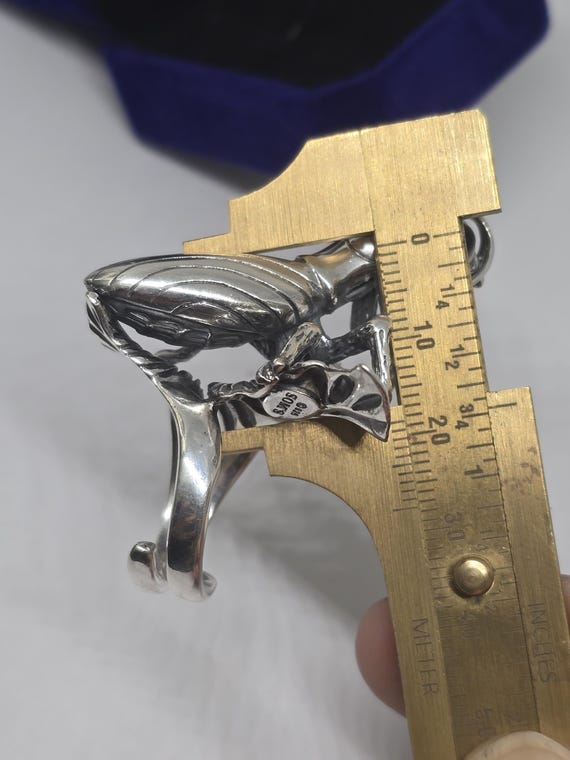 Sterling Silver Praying Mantis Ring: Black Onyx E… - image 4