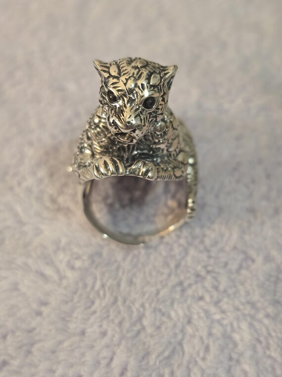 Adjustable 925 Sterling Silver Cheetah Ring - Ani… - image 7