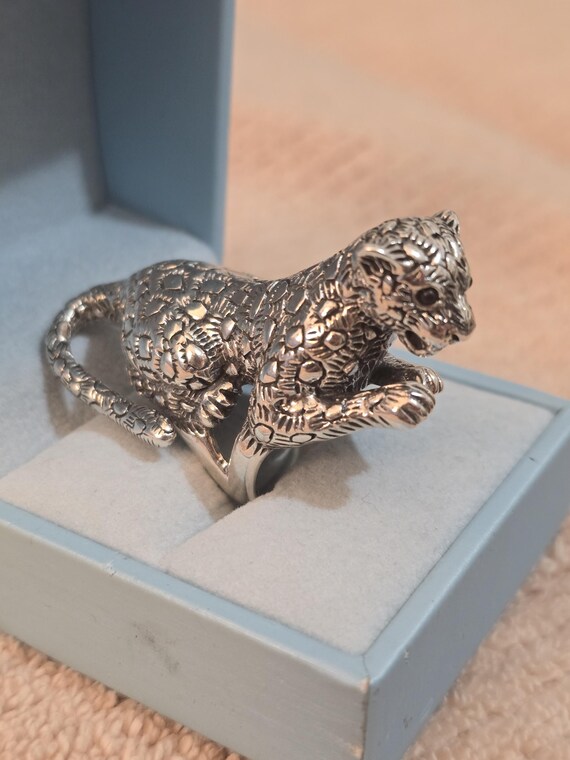 Adjustable 925 Sterling Silver Cheetah Ring - Ani… - image 13