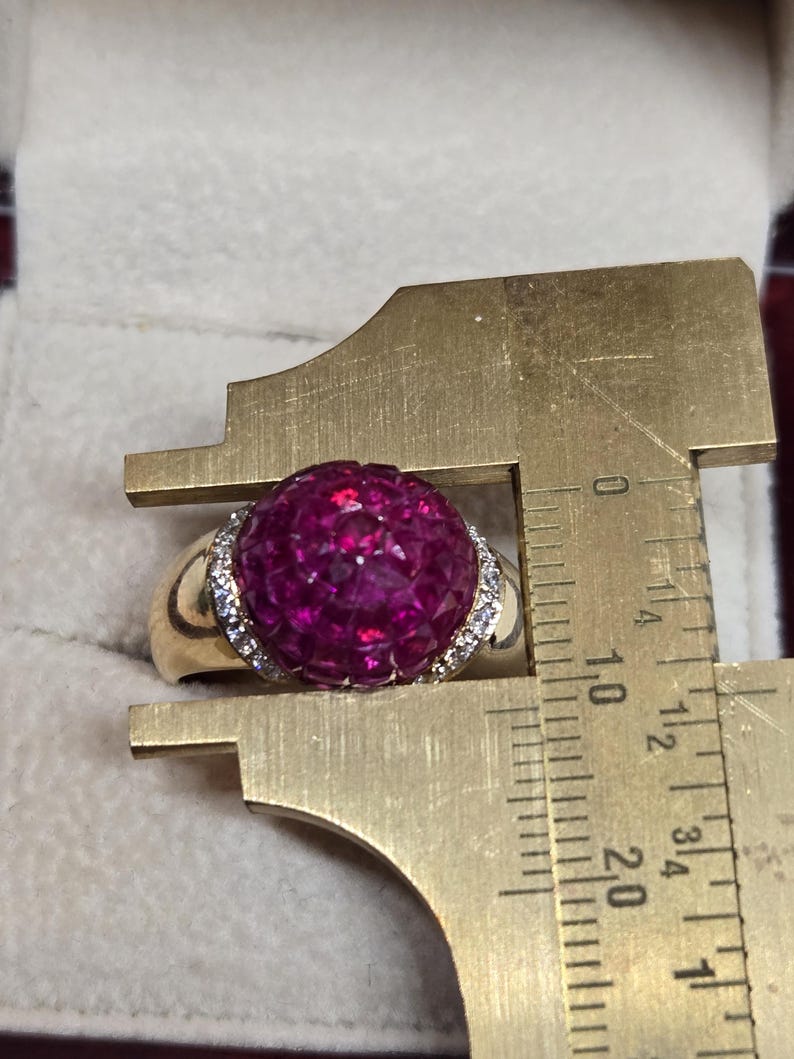 18k Gold Ruby Diamond Ring: Vintage Fine Jewelry - Etsy