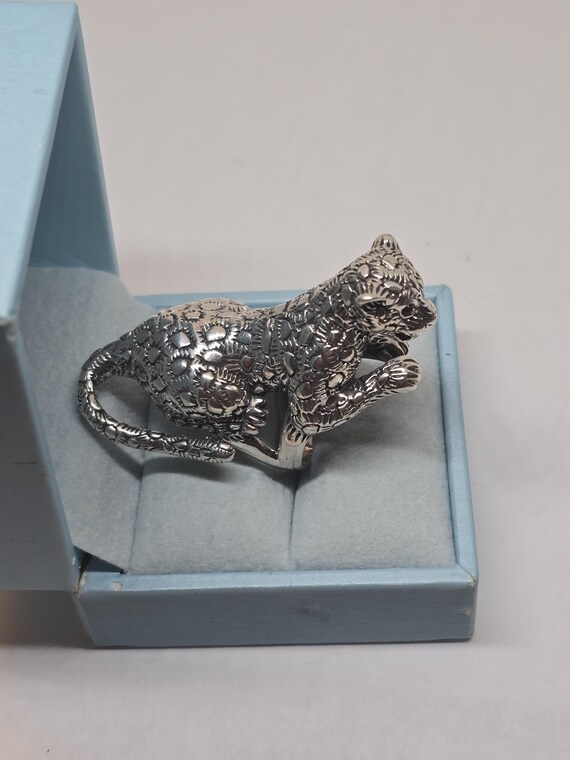 Adjustable 925 Sterling Silver Cheetah Ring - Ani… - image 4