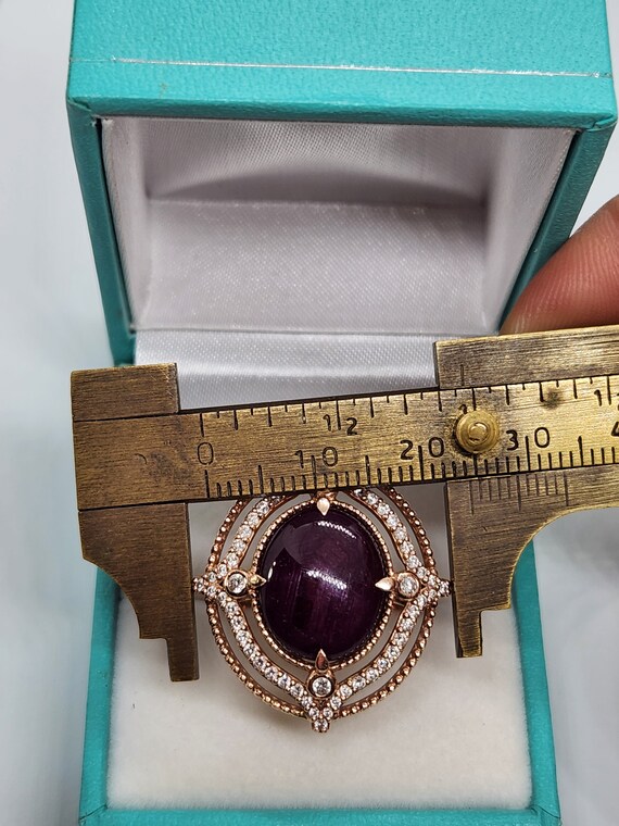 14k Rose Gold Star Ruby Diamond Ring - Size 7 - image 2