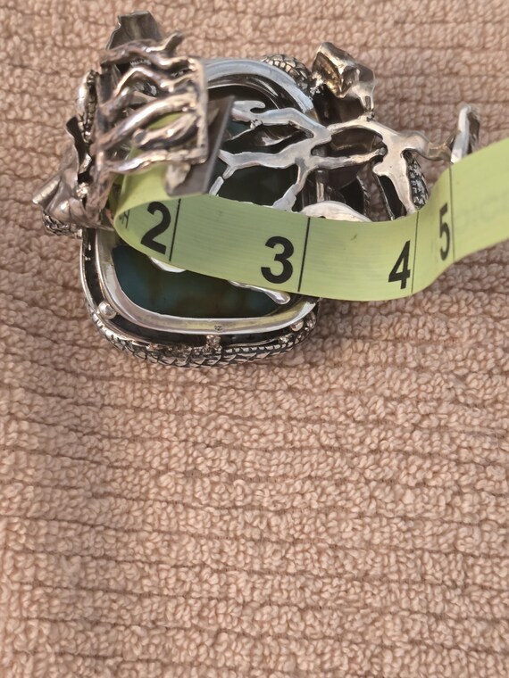 Sterling Silver Two Snake Turquoise Cuff Bracelet… - image 17