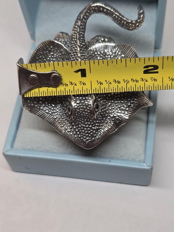 Solid Sterling Silver Stingray Ring: Adjustable O… - image 4