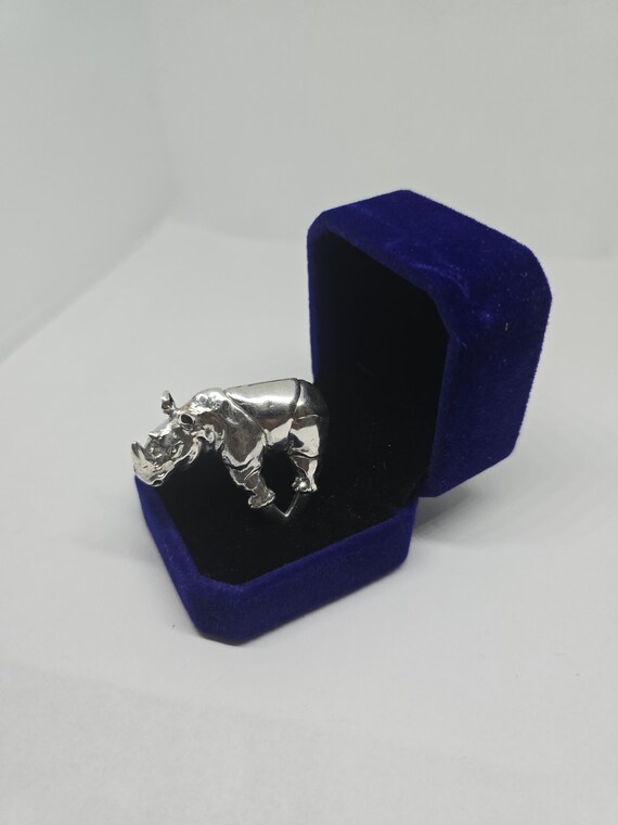 Sterling Silver Rhinoceros Ring: Adjustable State… - image 2