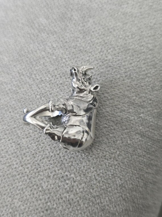 Sterling Silver Rhinoceros Ring: Adjustable State… - image 8