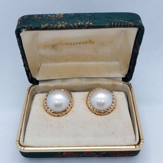 14k gold mobe pearl earrings