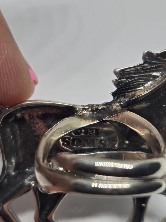 Sterling Silver Horse Statement Ring - Adjustable… - image 9