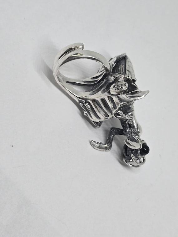 Sterling Silver Praying Mantis Ring: Black Onyx E… - image 9