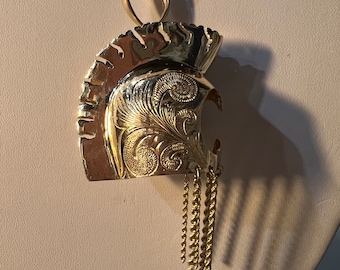14k solid gold large Hawaiian helmet warrior  men&#39;s large pendant/ gift for him