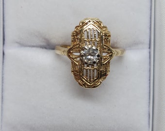 14k solid gold vintage diamond ring / gift for her