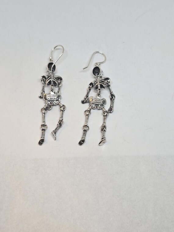 Sterling Silver Skeleton Dangle Earrings: Movable… - image 2