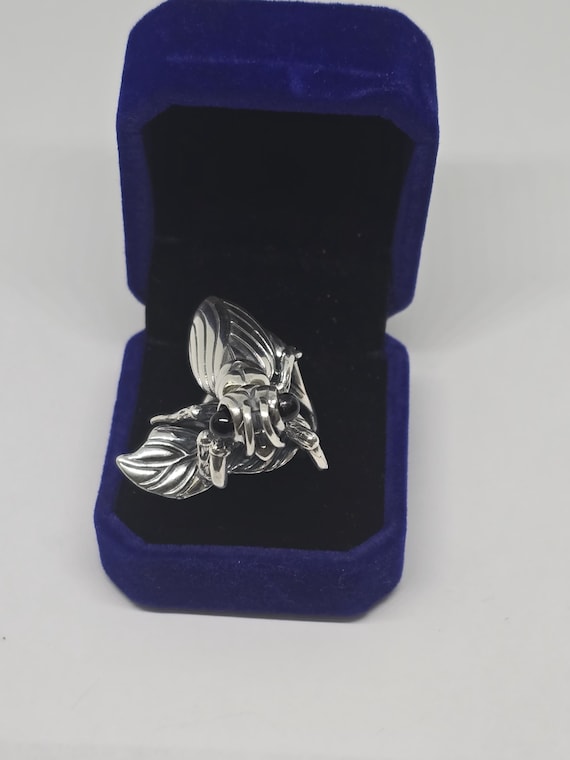 Sterling Silver Praying Mantis Ring: Black Onyx E… - image 8