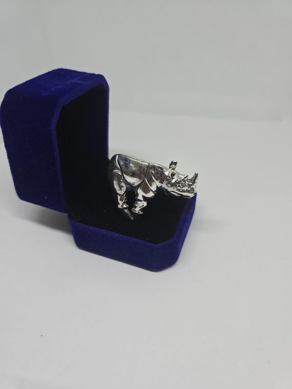 Sterling Silver Rhinoceros Ring: Adjustable State… - image 3