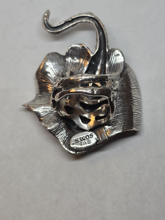 Solid Sterling Silver Stingray Ring: Adjustable O… - image 6