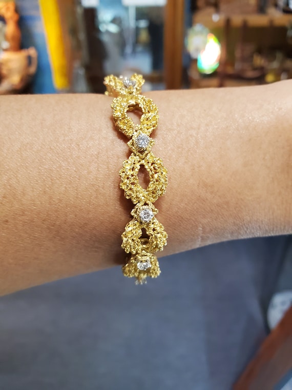 18k gold mesh diamond bracelet