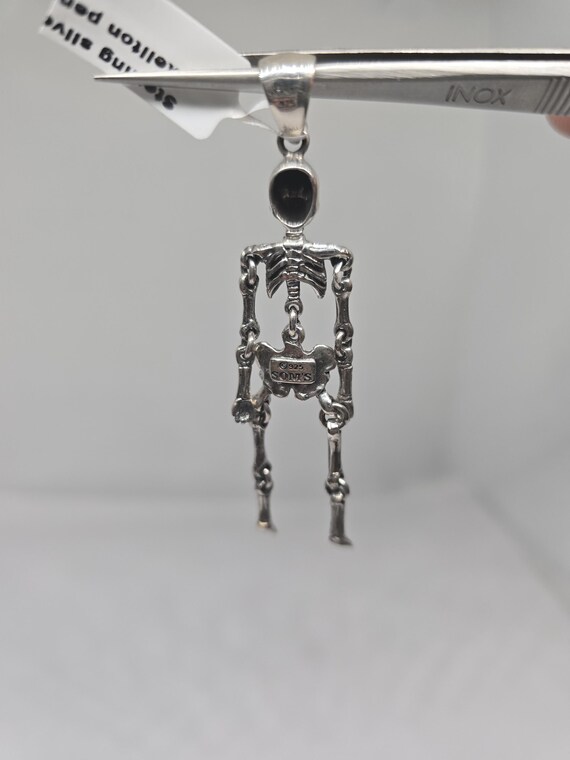 Sterling Silver Skeleton Dangle Pendant: Edgy Got… - image 8