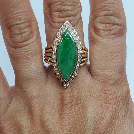 yellow gold jade diamond ring vintage