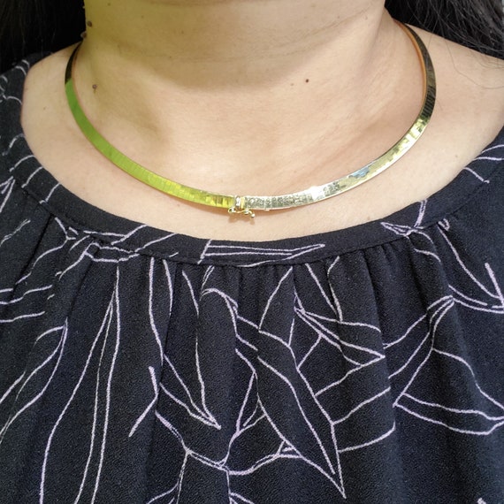 14k solid gold omega collar necklace / gift for her Gem