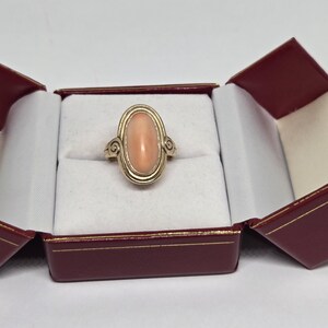 14k solid yellow gold angel skin coral vintage ring