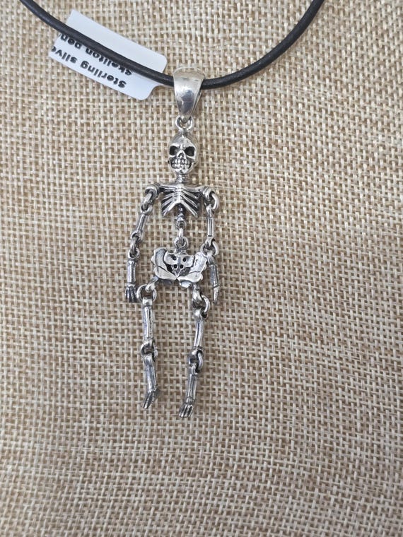 Sterling Silver Skeleton Dangle Pendant: Edgy Got… - image 4