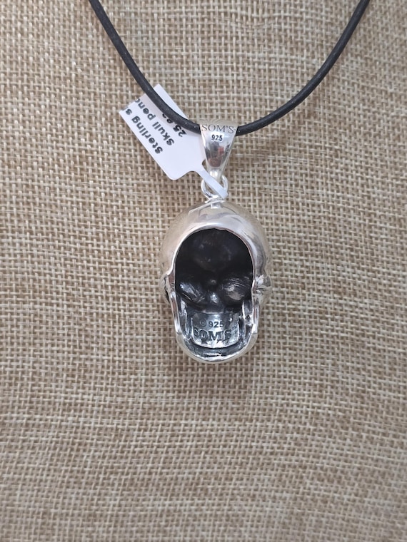 Sterling Silver Skull Pendant: Bold Halloween Jew… - image 5