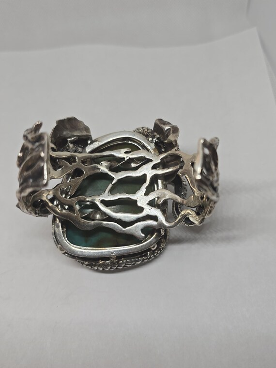 Sterling Silver Two Snake Turquoise Cuff Bracelet… - image 12
