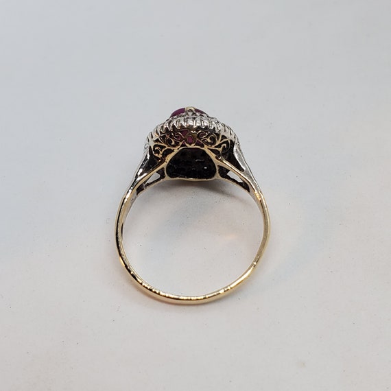 Vintage 14k Gold Star Ruby Cabochon & Diamond Ring - image 7