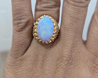 Vintage 14k Solid Gold Jelly Opal Ring - Size 5 3/4