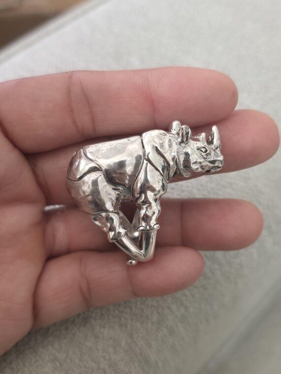 Sterling Silver Rhinoceros Ring: Adjustable State… - image 10