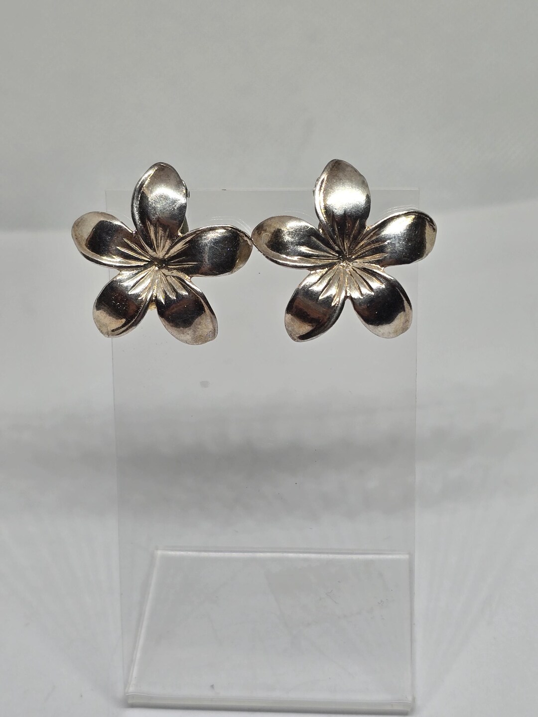 Ming's Hawaii Sterling Silver Plumeria Clip Earrings - Etsy