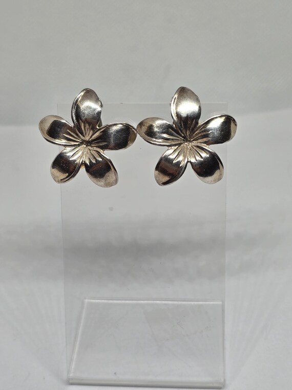 Ming's Hawaii Sterling Silver Plumeria Clip Earrings - Etsy
