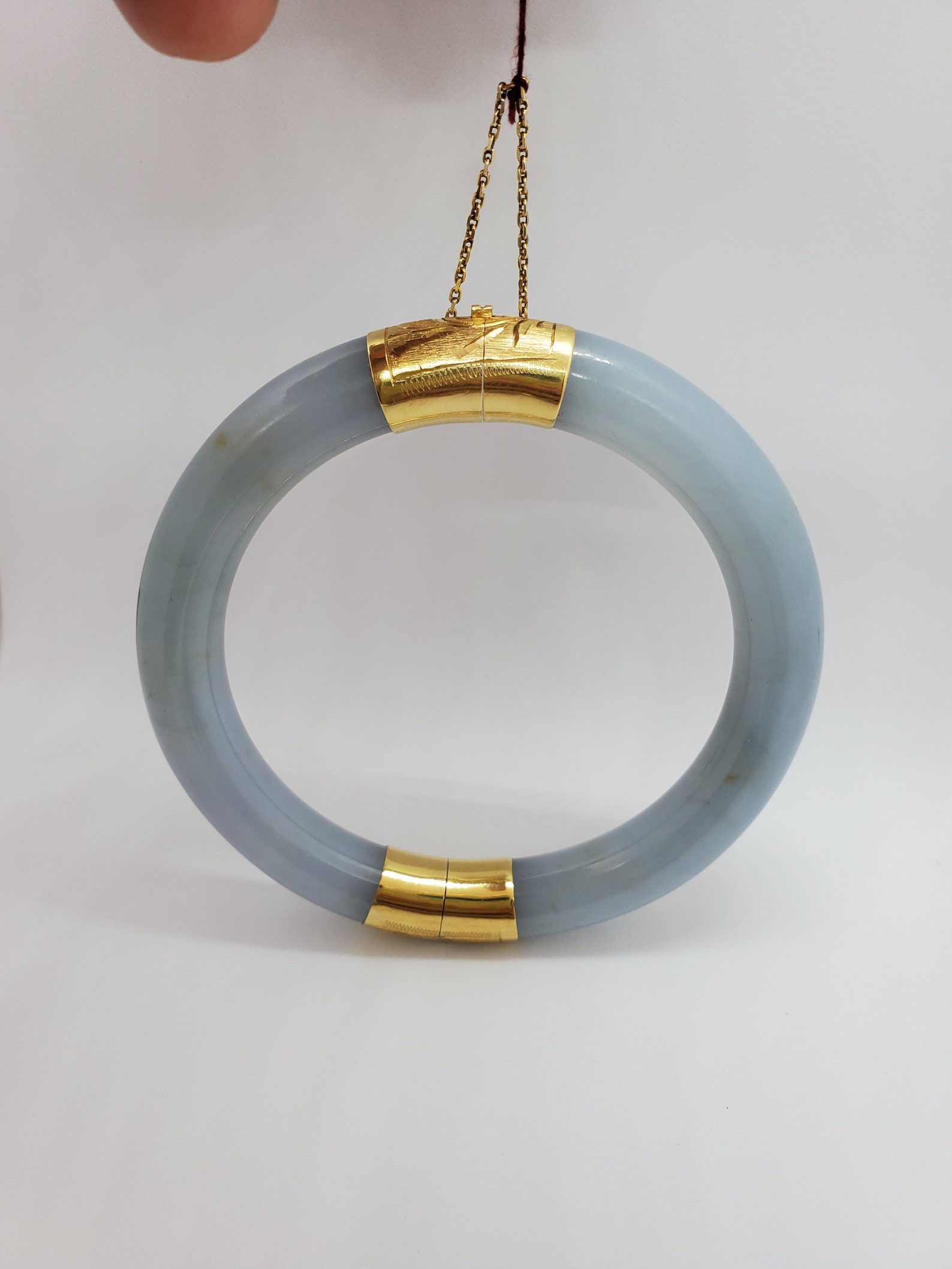 14k solid gold jade bangle hinged bracelet 1 | Etsy