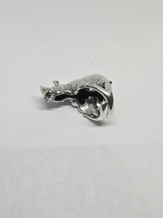 Sterling Silver Rhinoceros Ring: Adjustable State… - image 4