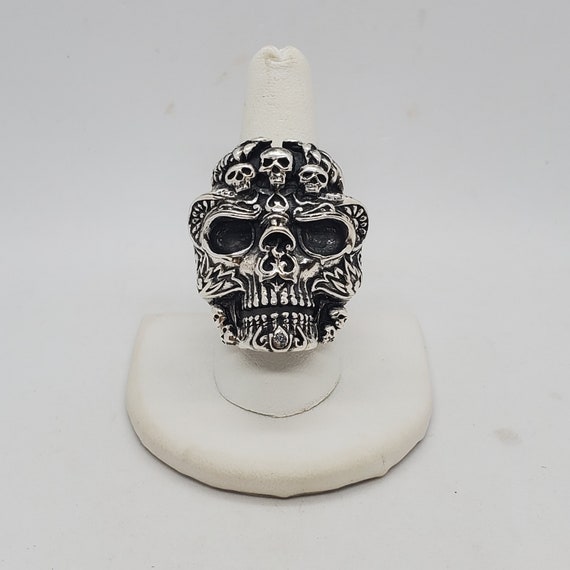 Sterling Silver Skull Design Ring / Gift for Him/ Heavy Ring
