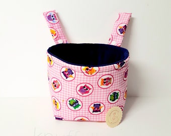 Handlebar bag "Owls/pink/purple cord"