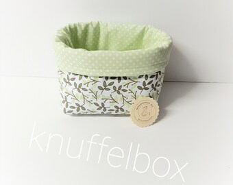 Fabric basket / Utensilo - "lime green/brown"