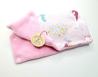 Doll's stroller muff - mythical creatures - pink