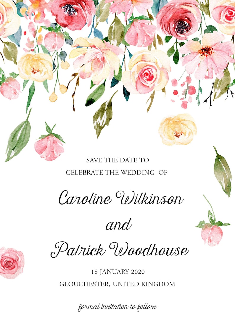 Watercolor Floral Bridal Luncheon Editable Templett Design Instant Download
