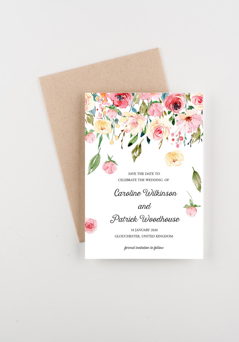 Watercolor Floral Bridal Luncheon Editable Templett Design Instant Download