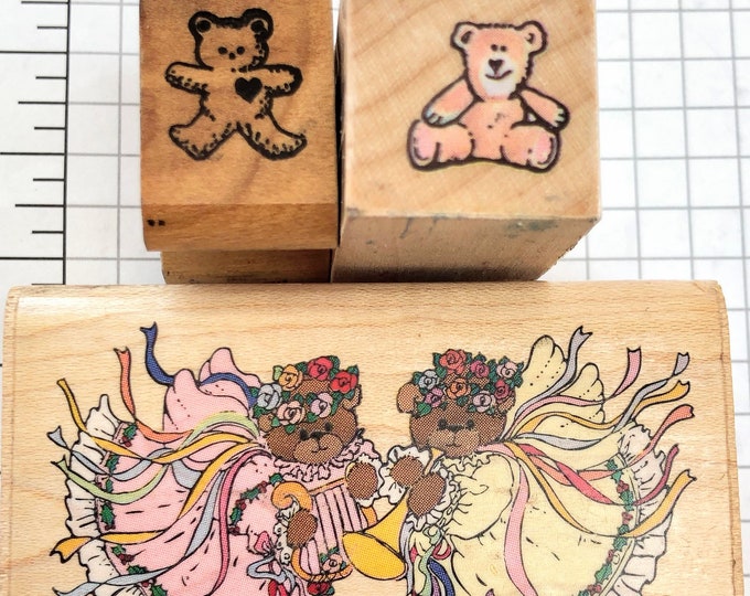 Vintage Teddy Bear Rubber Stamp CHOOSE ONE Used Small Bear Etsy