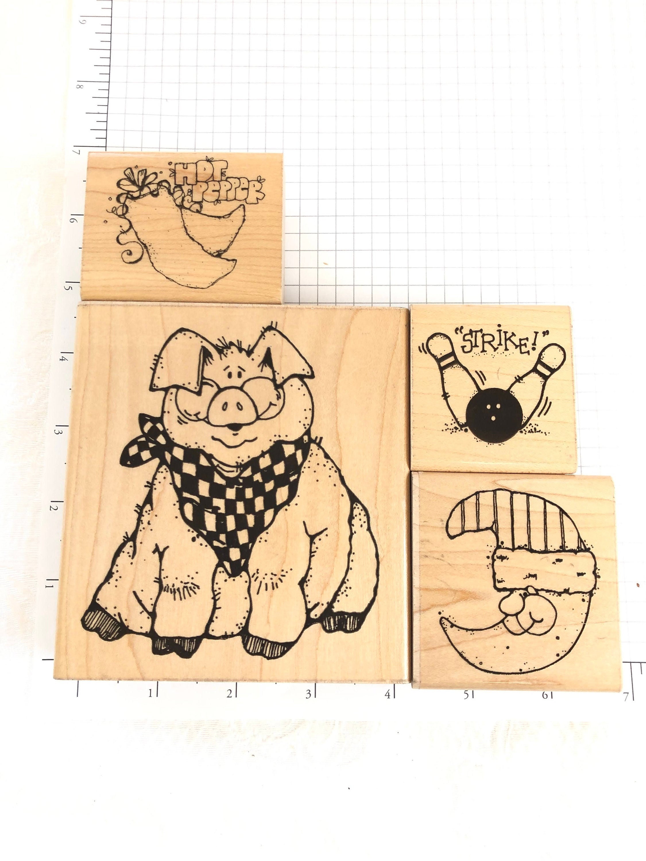 Vintage DOTS Used Vintage Rubber Stamp CHOOSE One Used BBQ Pig Etsy