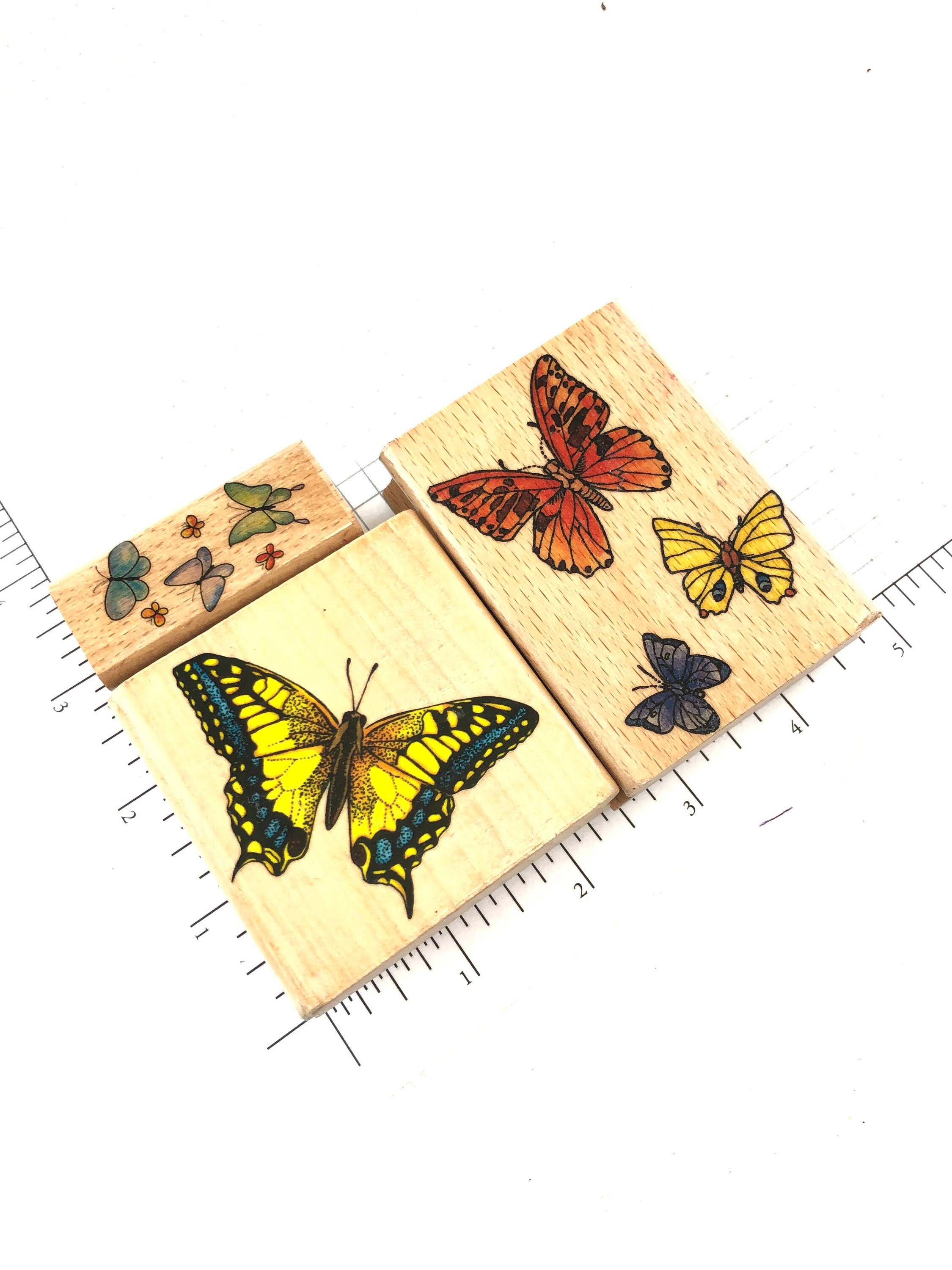 Butterfly Rubber Stamp CHOOSE ONE Used Wood Mounted Etsy