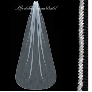 Frosted Bugle Bead Wedding Veil, Fingertip, Knee, Waltz, Floor, Chapel, Cathedral, Royal Cathedral Wedding Veil, Bridal Veil, Beaded Veil
